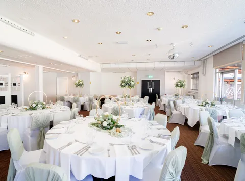Wedding ceremony room set up at Sporting Lodge Inns